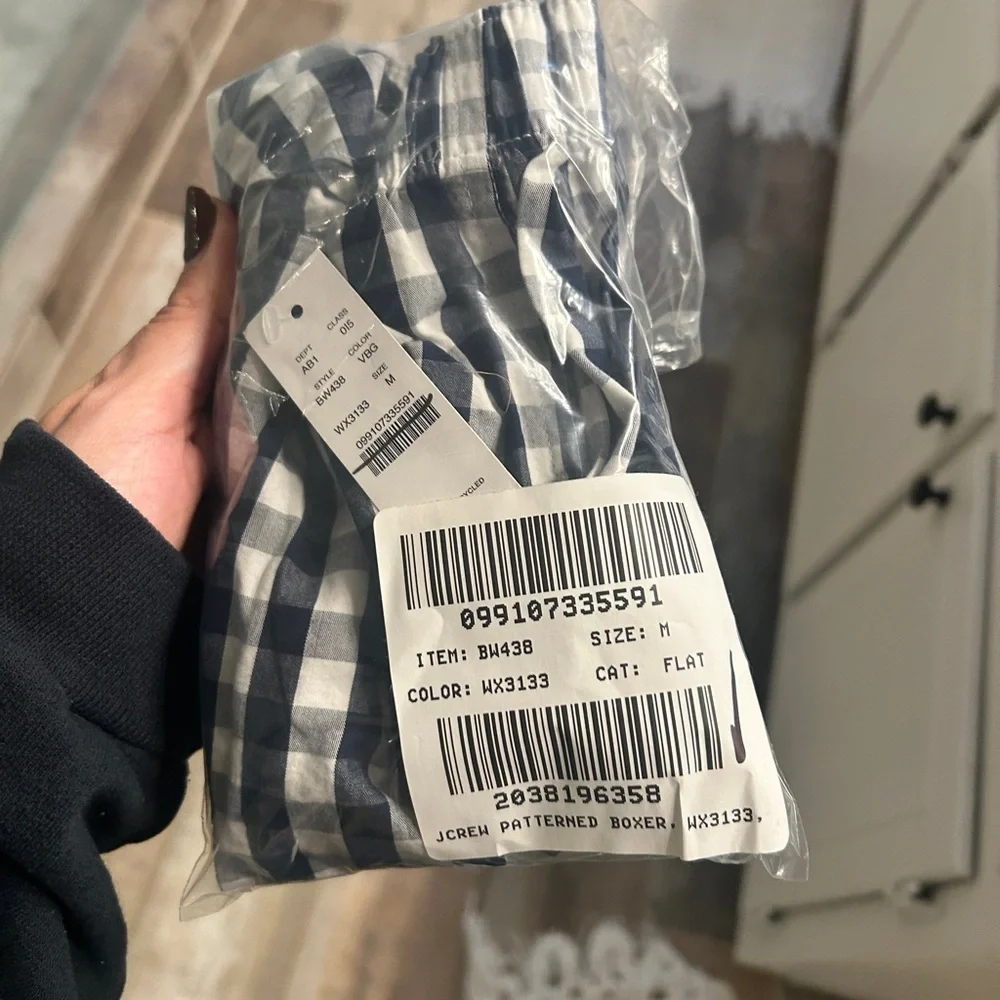 J. Crew Patterned Boxer Shorts Mens M Cotton‎ Navy Check NWT BW438